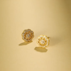 Chow Sang Sang 周生生 999 Gold Cultural Blessings Diamond Mandala Earrings for Women 95992E