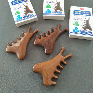 Bring It Back to Others! Native Ebony! Scraping Comb Head Massage Acupuncture Point Pressing Wooden Comb Dredging Meridian Massage Comb