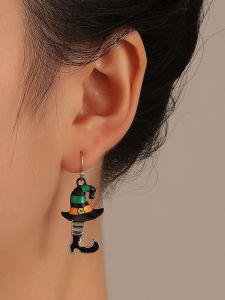 Thời Trang Retro Halloween Mũ Phù Thủy Bông Tai Phong Cách Châu Âu Dát Hợp Kim Nhân Tạo Đá Quý Đá Bán Quý Tai Trang Sức