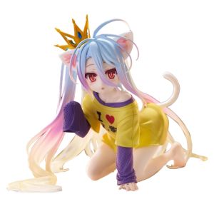 Bandai | No Game No Life Anime 10cm Desktop Shiro Cute Cat Ear Action Figure PVC Room Decor Adult Collectible Model Doll Toy