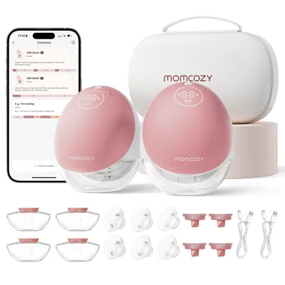 Momcozy không cần tay máy hút sữa dòng chảy di động | nâng cấp M9 điện & ứng dụng điều khiển đa chế độ cá nhân & 15 cấp độ bơm cho con bú có thể đeo 24mm