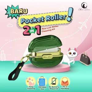 Olive Care Pembersih Bulu Kucing/Anjing POCKET ROLLER 2in1 Mini Size Dua Sisi Stiker Roll & Sikat