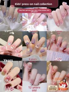GANGHOU | Childrens Nails Stickers Medium-long 6 Years Plus