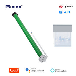 GIRIER Tuya ZigBee/WiFi Tubular Motor Smart Curtain Motor for 38mm Tube Roller Shade Blinds with RF433MHz Remote Work with Alexa