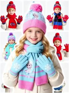BLOKEES | New Autumn and Winter Cute Children Minnie Cartoon Scarf Hat Glove Three-Piece Warm Boy Girl Child Christmas Hat Birthday Gift