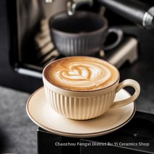 ZHIZHOU | Vintage European Ceramic Coffee Cup Set for Cappuccino Art Business Hotel Breakfast