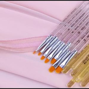 7PCS UV Gel Nail Art Brushes Set 2-14 Size Poly Gel Extension Builder Pens Pro Tools Painting Pens For Nail Design Nail Supplies