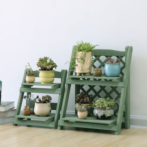 Storage Flower Rack Succulent Plant Desktop Stand Solid Wood Ladder Stand Outdoor Balcony Bay Window Window Sill Foldable Flower Stand