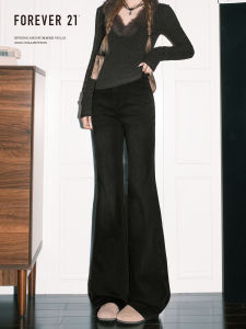 High Waist Bell Bottom Jeans Womens Black Grey Micro Flared Denim Pants Loose Fit Casual High Waist Bootcut Jeans Forever 21