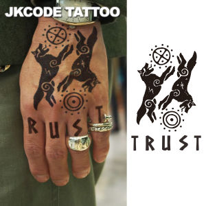 Viking Patron Saint - Wolf Totem - Herbal Temporary Tattoo Wolf Totem Belief - Guardian Protection - Guardian Totem - English Text Trust Finger Sticker Graffiti for Men Warm for Women Dual-Use for Hand and Neck Long-Lasting Waterproof Tattoo Sticker...