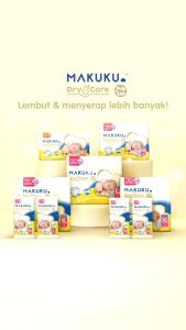 NEW MAKUKU SAP+PULP DIAPERS DRY CARE POPOK BAYI TAPE PEREKAT & PANTS CELANA NB-S38 M30 L28 XL24 XXL22