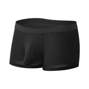 Mens Loose Breathable Soft Solid Color Briefs U-Shaped Front Pocket Underwear Sporty Mid-Low Waist Modal Youth Boxer Briefs