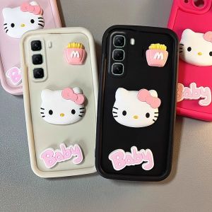Casing for Infinix Hot50Pro Hot 50 Pro + Plus 4G Stylish 3D Hellokitty Cartoon Doll Couple Phone Case Lens Protection Shockproof Soft Cover
