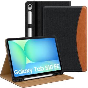 MoKo Case for Samsug Galaxy Tab S10 FE 10.9-Inch 2025 (SM-X520/SM-X526/SM-X526B) with S Pen Holder PU Leather Multi-Angle Stand Case for Galaxy Tab S10 FE with Hand Strap Tablet Protective Cover