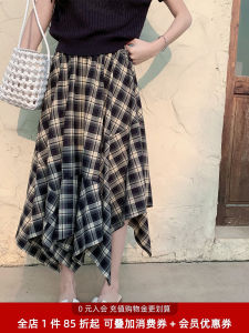Retro Style Plaid Mini Skirt Asymmetrical Design High Waist Polyester Blend Comfortable Fit A-Line Silhouette Summer New Arrival
