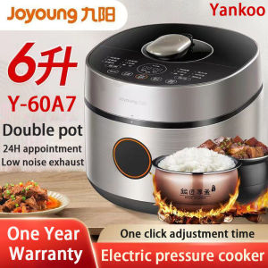 JOYoung Y-60A7หม้อความดันไฟฟ้า6L ความจุมากหม้อลูกคู่เวลา24ชั่วโมงการปรับเพียงคลิกเดียวเสียงรบกวนต่ำไอเสียหน้าจอสัมผัสอัจฉริยะหม้อความดันไฟฟ้าในครัวเรือน