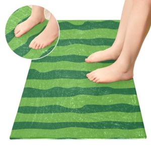 VIKAMA Green Watermelon Fruit Bath Mat Plush Washable Bathroom Kitchen Rug Set Door Mat Carpet Comfortable Floor Mat