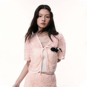 TAMMY TANGS | Sugar Power 2025 Summer New Rose Lace Short Sleeve Open Cardigan Half Skirt Two Piece Set Womens Mall Same Style Nylon Fiber 100%