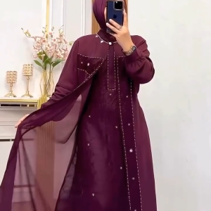 Sabrina Gamis pesta muslim premium mewah brokat payet Gaun Maxi Mewah elegan model terbaru 2025