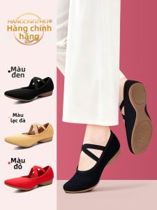 HANGONGZHU | Giày Đế Mềm Đầu Nhọn Dây Chéo
