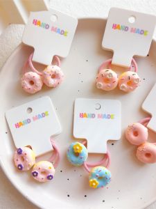 Wanyu Childrens Hair Accessories Medium Size Pink Acrylic High Elasticity Hair Ties for Girls Sweet Style Hair Bands