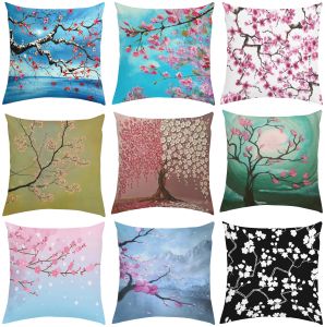 Japanese Cherry Blossom Pillowcases for Pillows 45x45 Cushions Cover for Living Room Cushions Luxury Cushion Cover Home Decor