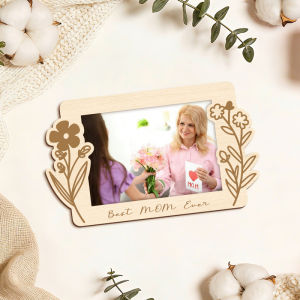 Best Mom Ever with Floral Wooden Photo Frame Mothers Day Picture Frames Single Picture Frame Mothers Day Keepsake Gift for Mom
