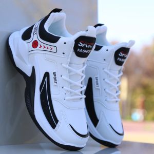 Mens High-Top Running Shoes Waterproof Leather Surface Anti-Slip Soft Bottom Sports Casual Shoes Trendy Fall Winter Boots