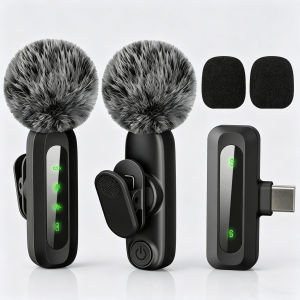 Type-C Port Wireless Lavalier Microphone Noise Cancelling Lapel Micfor iPhone15+Android PhoneVlog Live Streaming Interview