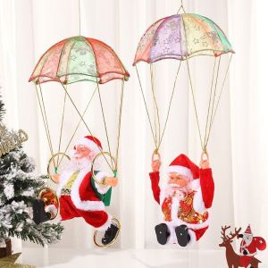 Christmas Electric Flip Santa Claus Parachute Tumbling Dance Musical Toy Christmas Decoration Gift