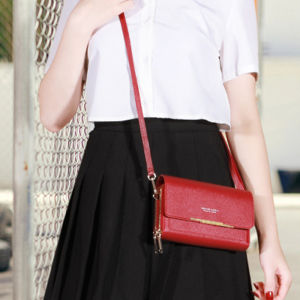 Kstyle Women Fashion Simple Elegant PU Leather Small Multifunctional Shoulder Bag Crossbody Bag Sling Bag Travel Casual Handphone Bag Mobile Phone Bag - 8130