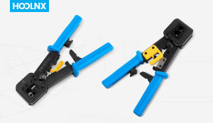 HOOLNX Pass Through RJ45 Crimp Tool Pass Through CAT6 CAT5E CAT5 Crimping Tool for RJ45/RJ12 Regular And End-Pass-Through Connectors