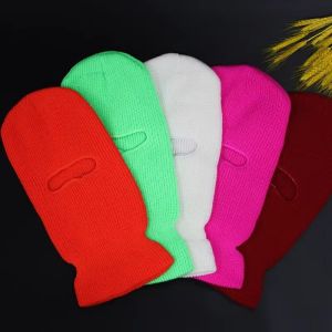Single Hole Candy Color Balaclava CS Knit Hat Army Tactical Winter Ski Riding Mask Beanie Prom Party Hat with Bare Eyes Mask
