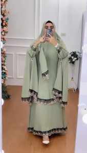 BISA COD! Set Gamis Syari Ber-renda Kode RENSATING Bahan Kringkel Premium By Ory AjeZas Collection