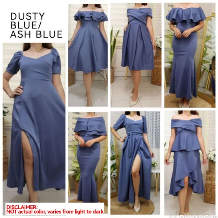 Dark Dustyblue Ashblue Woman dress New style 2024 Casual Party Formal Cocktail Mini Midi Maxi Length Elegant Minimalist Designs Bridesmaid Entourage Wedding Guest Graduation Induction Infinity Christe...