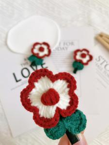 Handmade Wool Crocheted Woven National Style Small Flower Ornament Fall and Winter All-Match Hairpin Cropped Hair Clip Finished Product