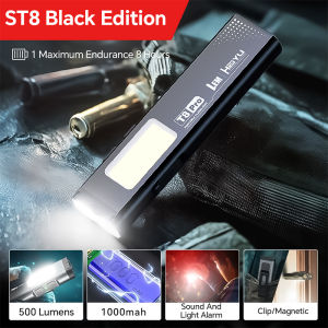 SKYRAY Pocket Keychain Flashlight LED Work Light With Audible alarm mode 1000mah Portable Mini Torch Lantern Magnetic Light