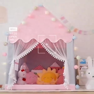 【Send Led light+bag】Spacious Play Tent for Kids Girls Baby Indoor and Outdoor Playhouse Castle Play Tent Foldable Oxford Tent with Light