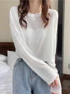 Summer Sleeveless Ice Silk Sun Protection Cover up Womens Loose Long Tunic Top Fashionable White Short Knitted PU Clothes