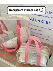 [Ready Stock] Ins Style Aesthetic Clear PVC Transparent Waterproof Skin Care Makeup Cosmetic Portable Hangable Zipper Storage Pouch Bag Toiletry Large Capacity Cheap Casual Concert Swimming Bath Gym Fitness Sport Travel Saloon Girls Women Ladies Colourful