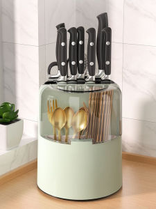 Kitchen Rotating Knife Holder Multi-Function Chopsticks Tube Knife Rack Integrated Storage Box Home Use Vegetable Knife Rack