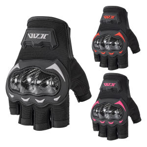 Motorcycle Half Finger Gloves Men Women Breathable Motocross Gloves Carbon Fiber Protection Shell Motorbike Gloves ATV MTB Dirt Bike Gloves Anti-fall