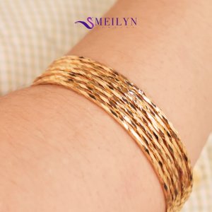 MEILYN Gelang Kaku Keroncong Set 7 Motif Ulir Cantik Bangle Gold Plated Emas 18K 0281240023