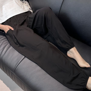 plus Size Summer Cotton Silk Sleepwear Pants Women Loose Fit Home Wear Sun Protection Outerwear Comfortable Wide Leg Trousers