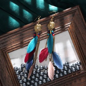 Bohemian Tassel Earrings for Women Dangle Long Earrings Feather Boho Drop Earrings Beads Vintage earring for women Jewelry Brincos