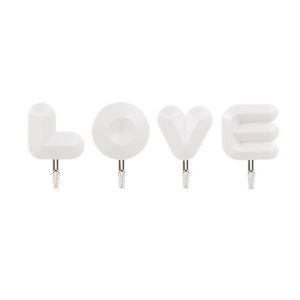 4PCS/Pack Love Letters Shape Hooks Self-adhesive Storage Hooks for Hanging Key Hats Clothes Towel Wall Decor Home Organizers