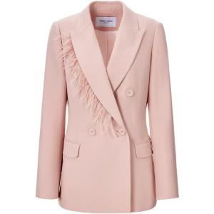 TAMMY TANGS | Pink Double-Breasted Removable Ostrich Feather Decorated Suit Jacket Womens Spring Autumn High-End Feeling Mall Same Style Sugar Power