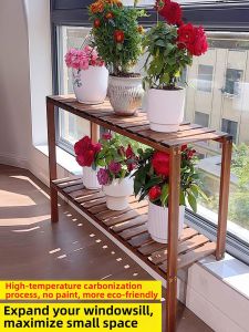 Balcony Suitable Waterproof Wood Freestanding Plant Shelf