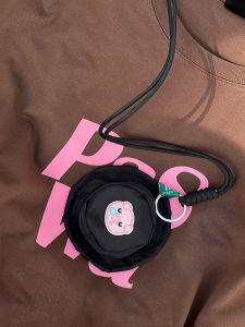 Qishiji TW Original Leisure Piggy Earphone Bag Handmade Black Cute Neck-Hanging Bag Key Case Coin Purse