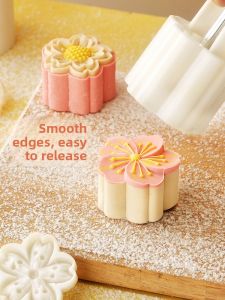 Artistic Mooncake Mold for Home Use Sakura Design Hand Press Style Ice Skin Mooncake And Green Bean Cake Maker 2025 New Model